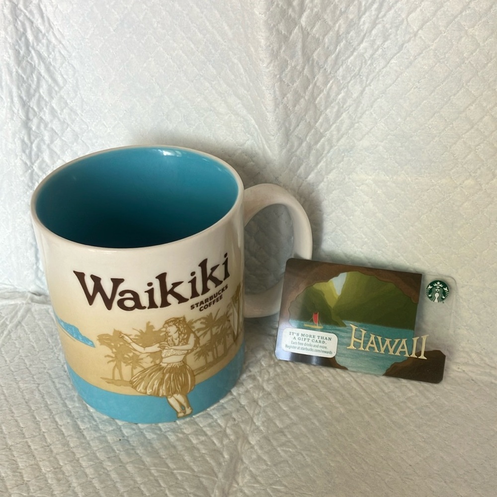 Waikiki Starbucks Mug and Coffee card